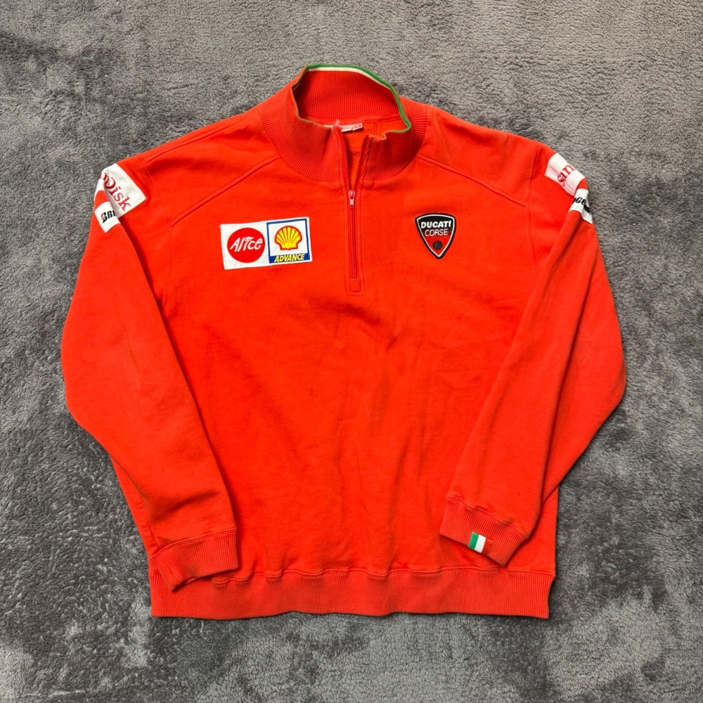 Ducati Corse Mens Red Quarter Zip Racing Pullover Sweatshirt XXL